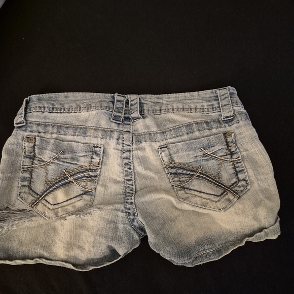Wallflower Light Blue Distressed Jean Shorts - Picture 3 of 4